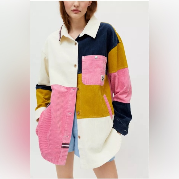 BDG Urban Outfitters Corduroy shacket Color Block shirt jacket Oversized Sz.‎ SM - Picture 1 of 13